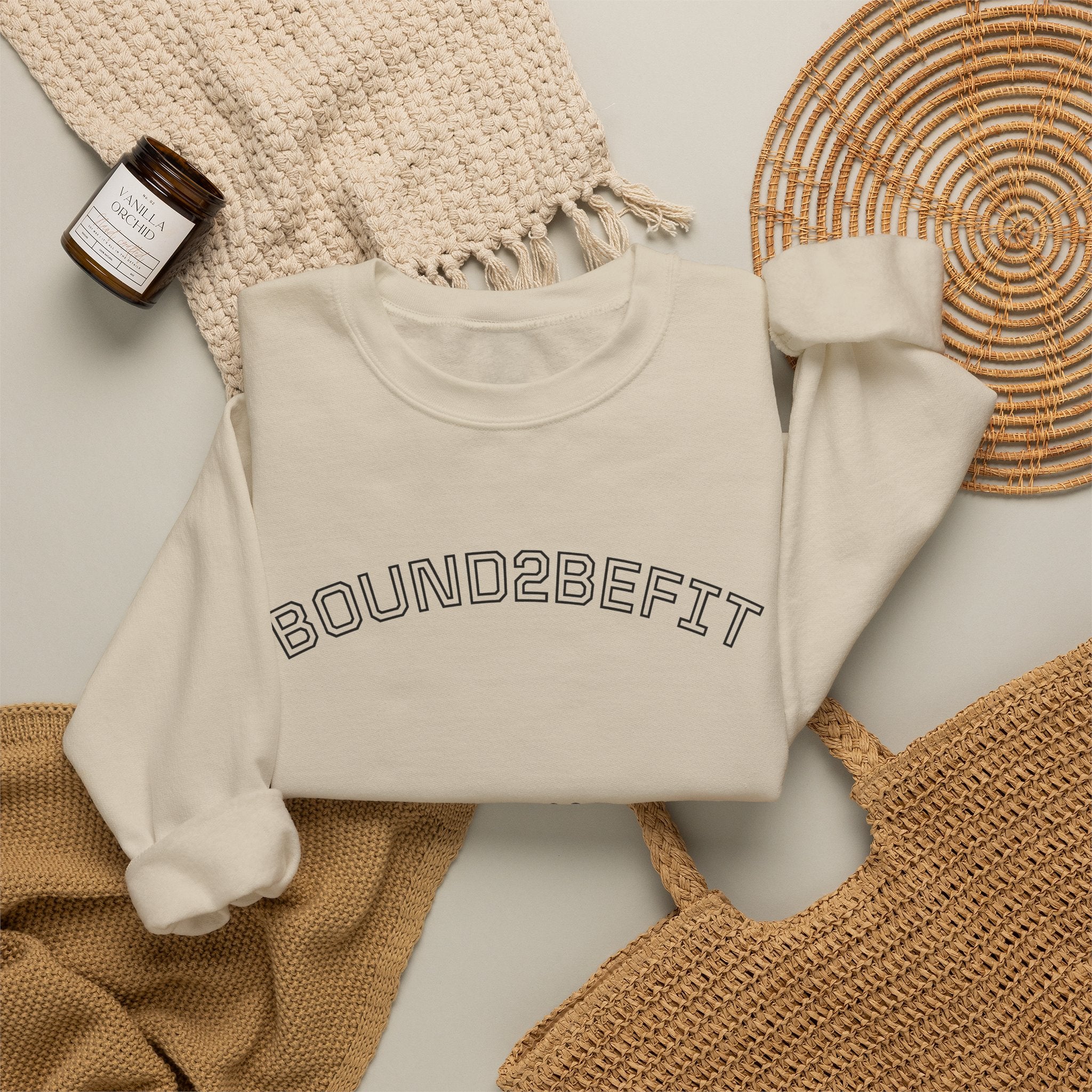 Crewneck Sweatshirt — “BOUND2BEFIT” Minimal Logo Crewneck (Est. 2022)