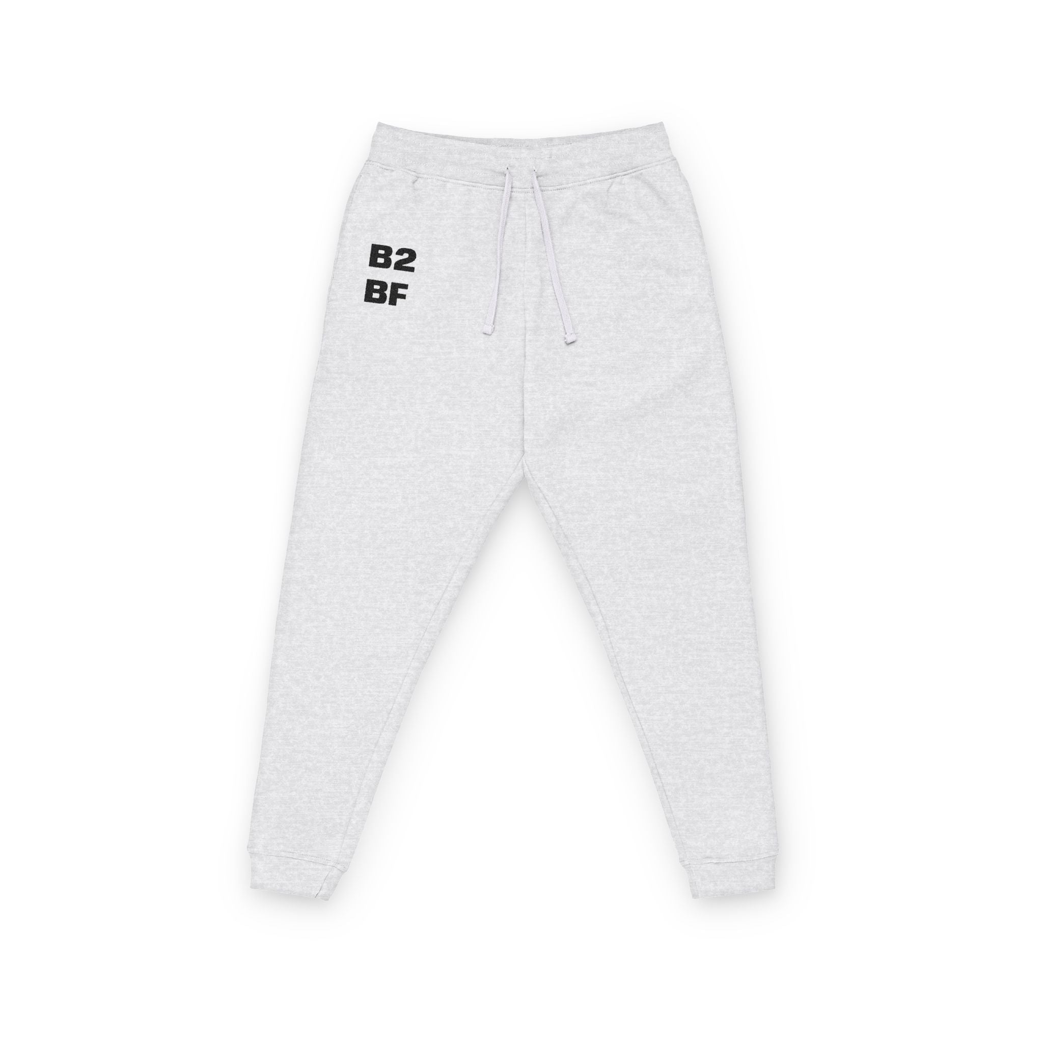 Embroidered 'B2 BF' Fleece Joggers – Cozy Grey Sweatpants